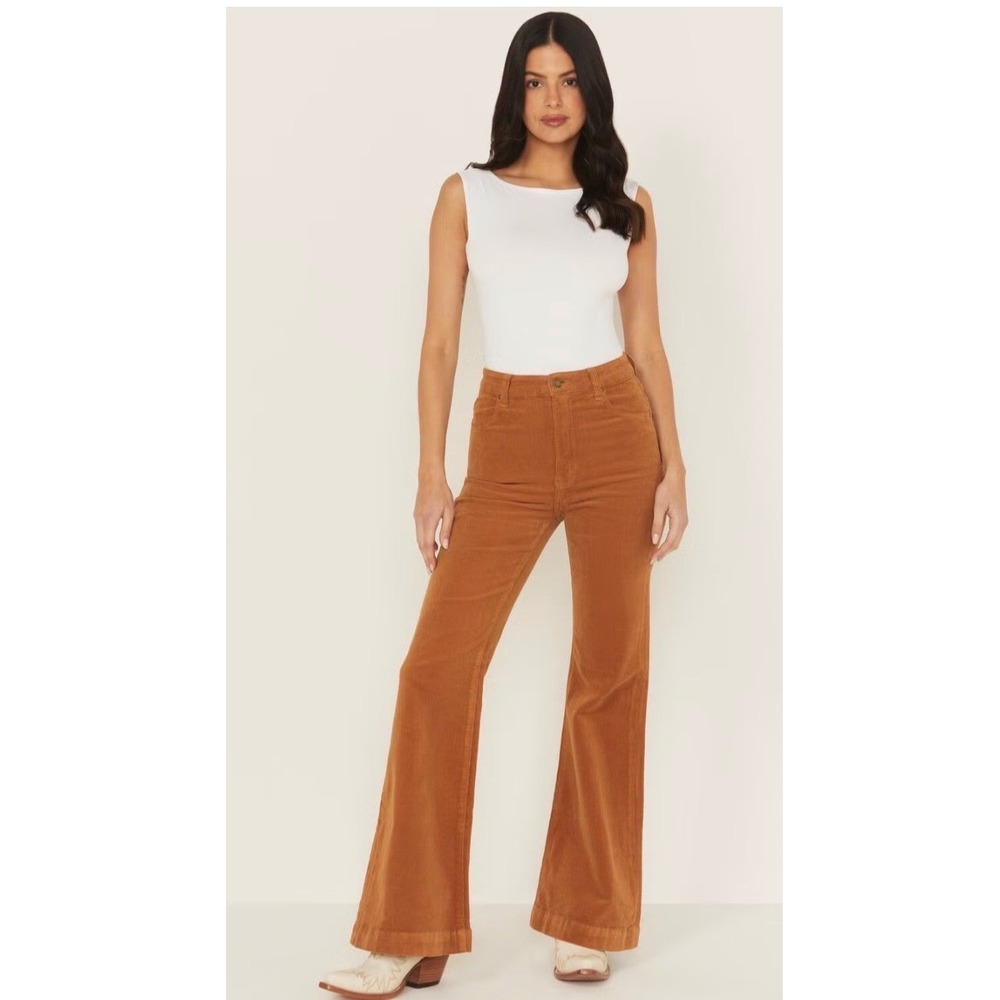 Rolla's Eastcoast Flare Pants Women 29 Rust Brown Corduroy High Rise Bell Bottom